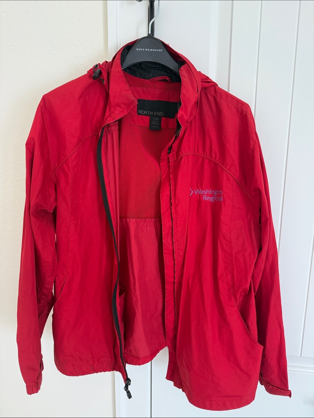 North End Men's Red Windbreaker Jacket with Washington Regional Logo